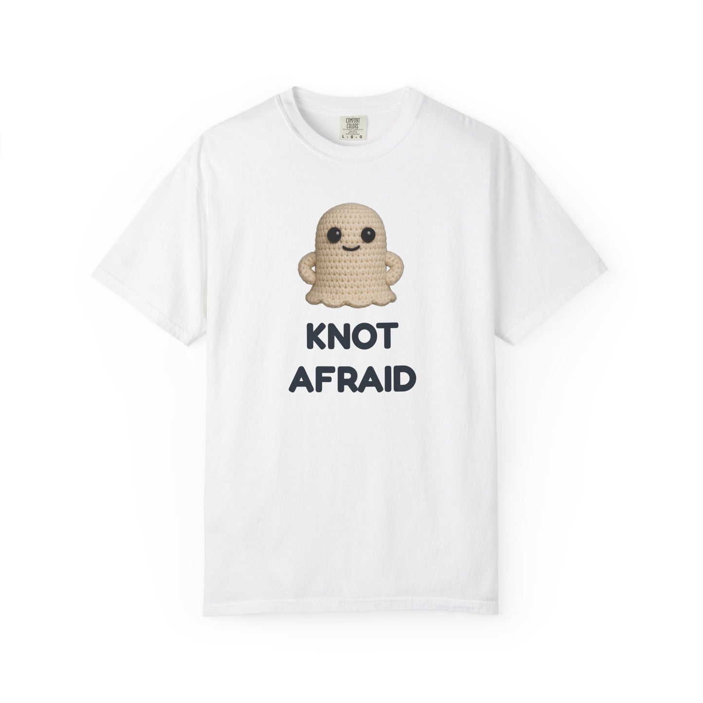 Fearless Ghost Knot Afraid T-shirt, Unisex Garment-Dyed Tee, Funny Tee for Adults, Gift for Friends, Casual Style for Everyday Wear, Halloween Gift