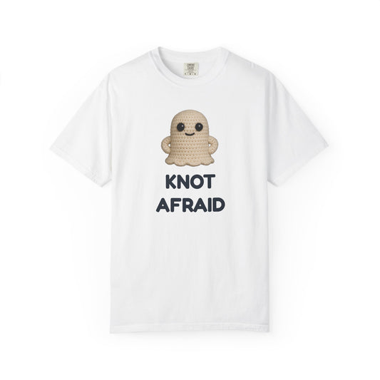 Fearless Ghost Knot Afraid T-shirt, Unisex Garment-Dyed Tee, Funny Tee for Adults, Gift for Friends, Casual Style for Everyday Wear, Halloween Gift