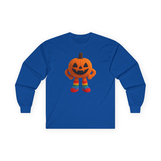 Proud Pumpkin Character Long Sleeve Tee | Unisex Halloween Shirt, Fall Fashion, Cozy Autumn Wear, Party Outfit, Gift for Halloween Lovers