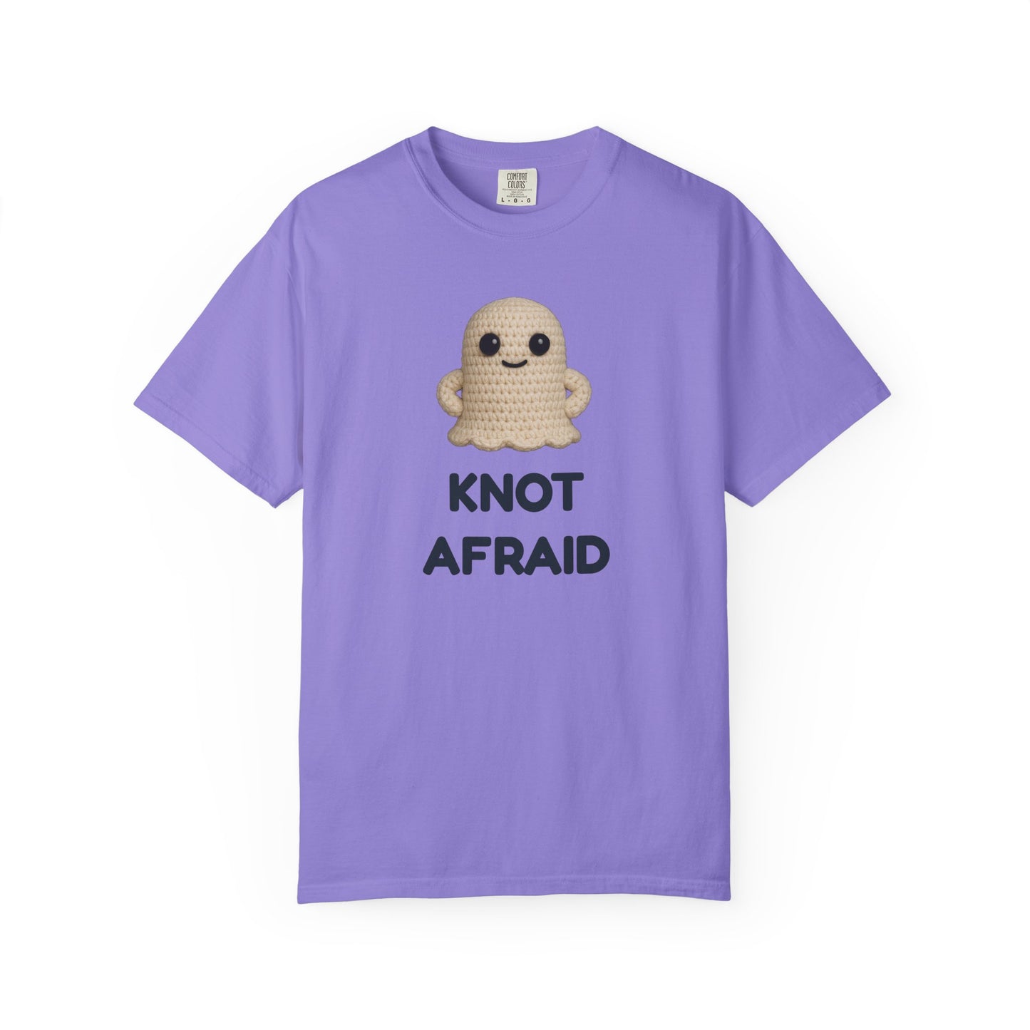 Fearless Ghost Knot Afraid T-shirt, Unisex Garment-Dyed Tee, Funny Tee for Adults, Gift for Friends, Casual Style for Everyday Wear, Halloween Gift