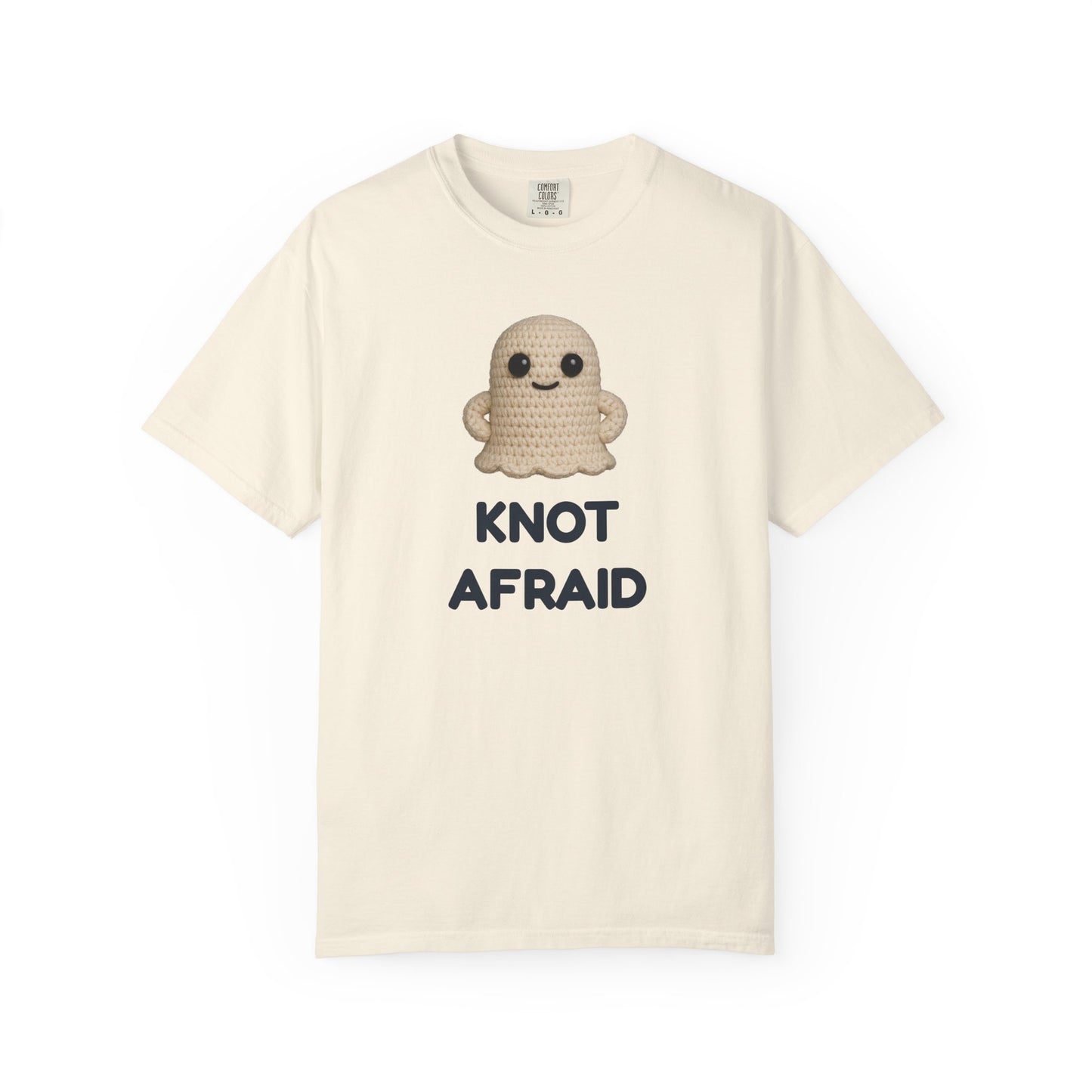 Fearless Ghost Knot Afraid T-shirt, Unisex Garment-Dyed Tee, Funny Tee for Adults, Gift for Friends, Casual Style for Everyday Wear, Halloween Gift