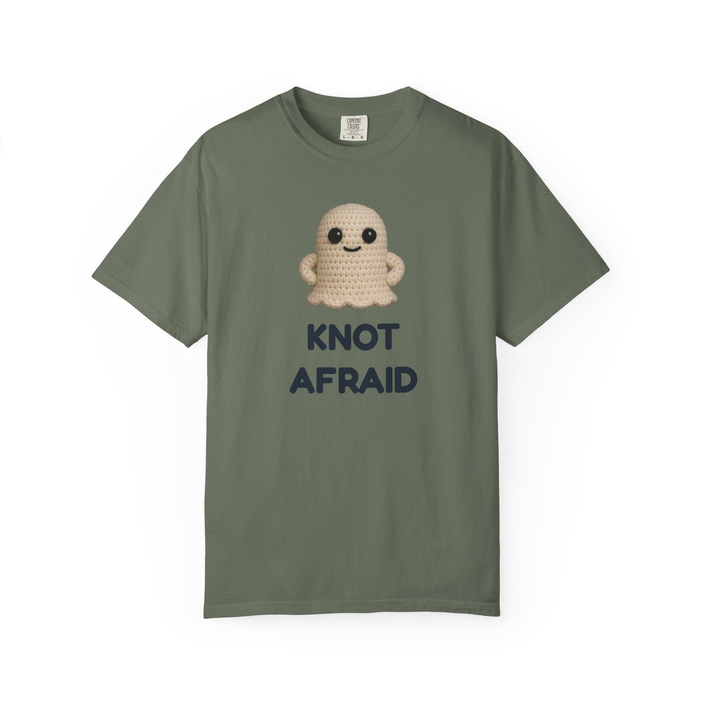 Fearless Ghost Knot Afraid T-shirt, Unisex Garment-Dyed Tee, Funny Tee for Adults, Gift for Friends, Casual Style for Everyday Wear, Halloween Gift
