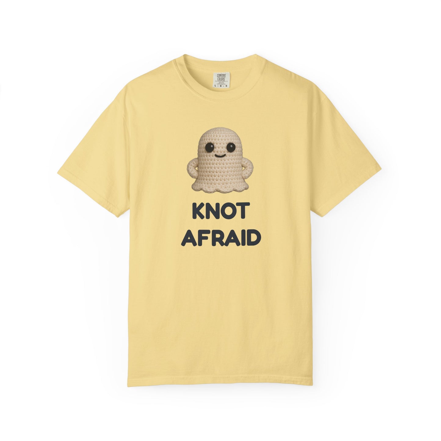Fearless Ghost Knot Afraid T-shirt, Unisex Garment-Dyed Tee, Funny Tee for Adults, Gift for Friends, Casual Style for Everyday Wear, Halloween Gift